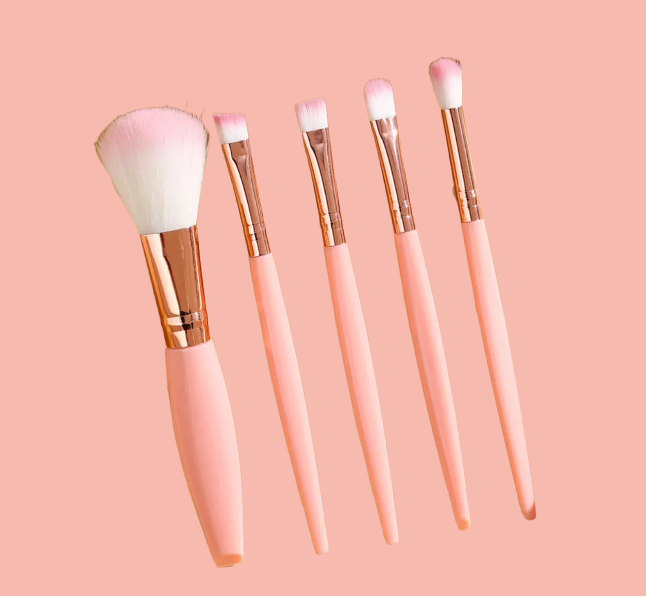 Set de brochas de maquillaje de viaje rosa