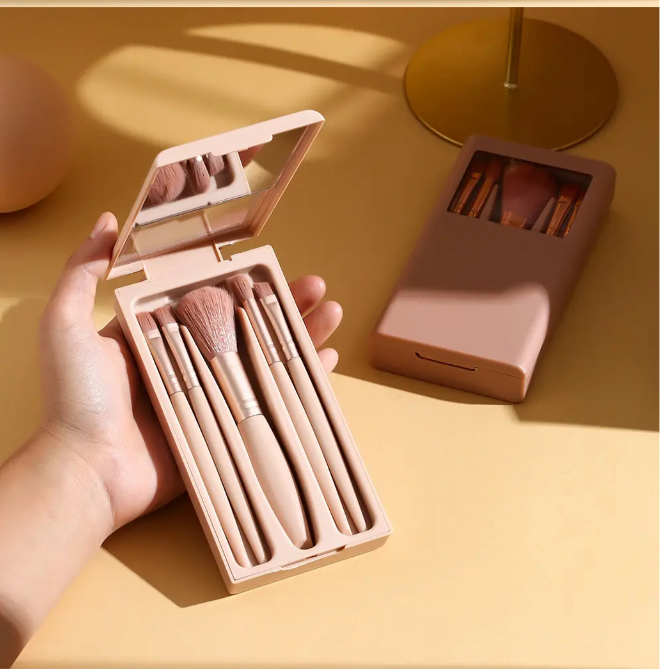 Pink Travel Make Up Brush Set